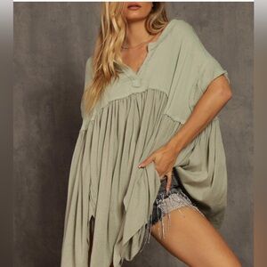 We The Free People Oversized Sage Green Top